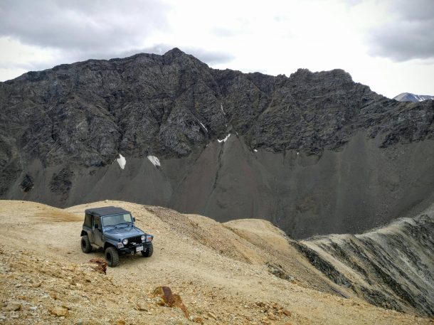 Jeep on Top of Molybdenite Ridge in BC.